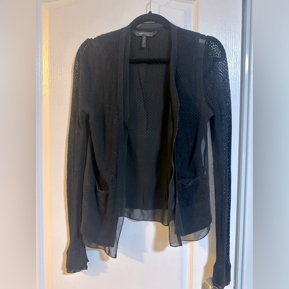 Black BCBG cardigan. Lace and sheer. Small. - Picture 1 of 4